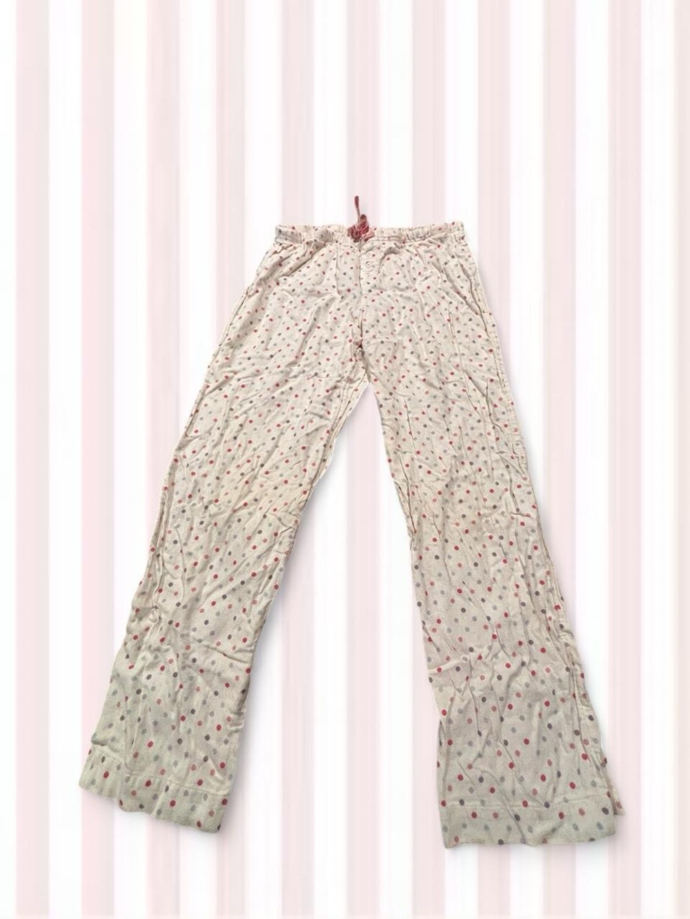 Y2K GAP Cream Pajama Pants with Pink Dot Print